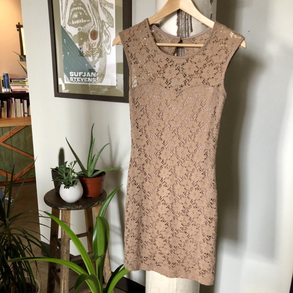 ModCloth Lovely Day Nude Lace Bodycon Dress